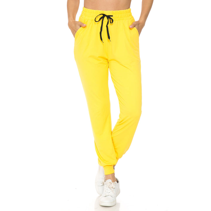 Wholesale Buttery Smooth Solid Basic Yellow Women's Joggers - EEVEE