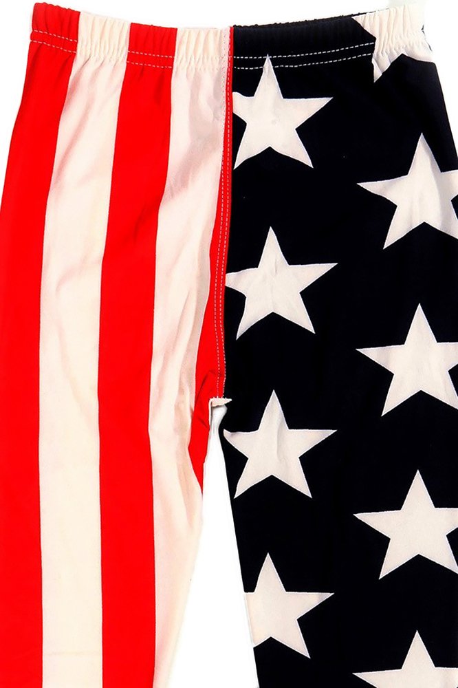 Wholesale Buttery Soft Split USA Flag Kids Leggings