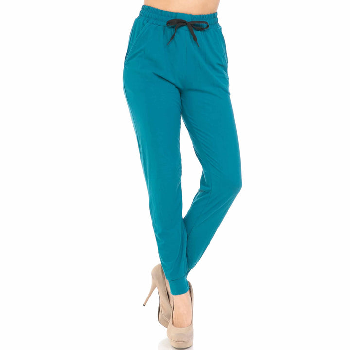 Wholesale Buttery Smooth Solid Basic Teal Joggers - EEVEE