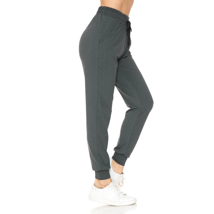 Wholesale Buttery Smooth Solid Basic Charcoal Women's Joggers - EEVEE
