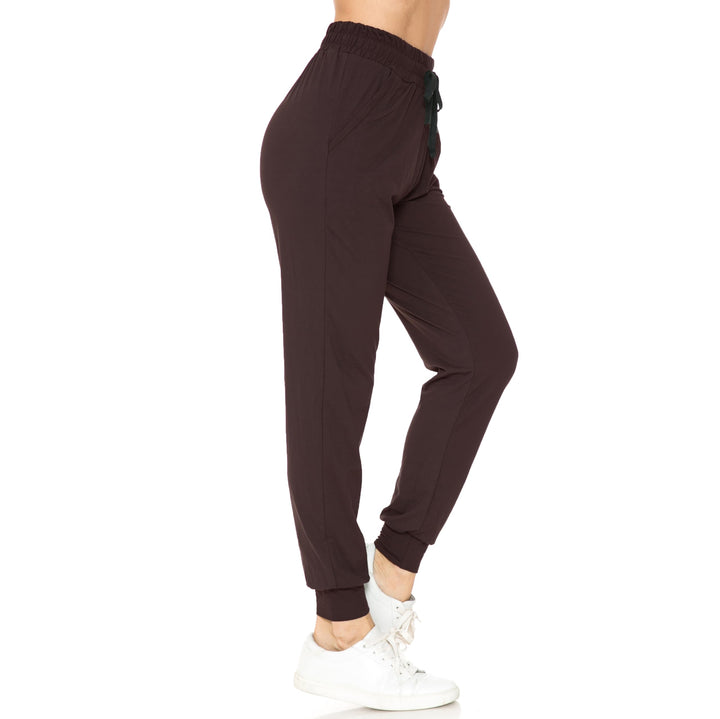 Wholesale Buttery Smooth Solid Basic Brown Joggers - EEVEE