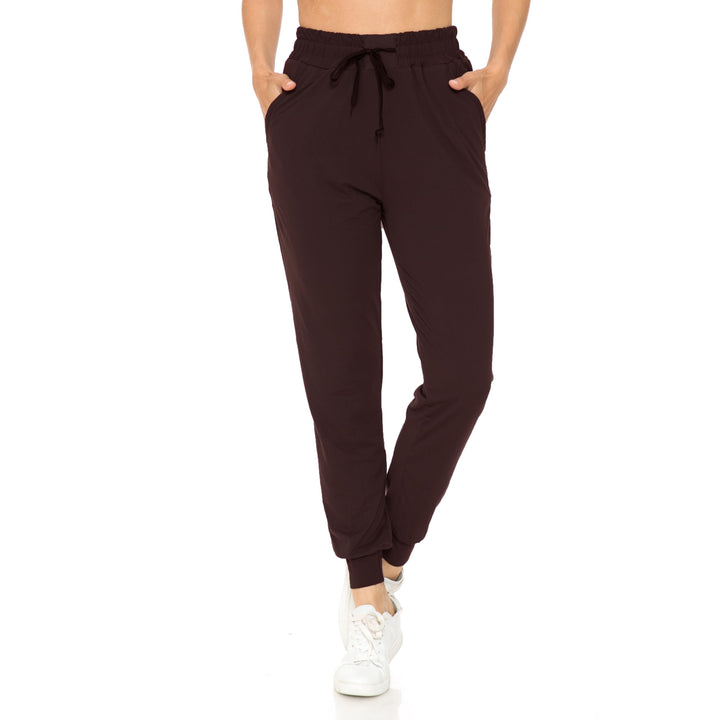 Wholesale Buttery Smooth Solid Basic Brown Joggers - EEVEE