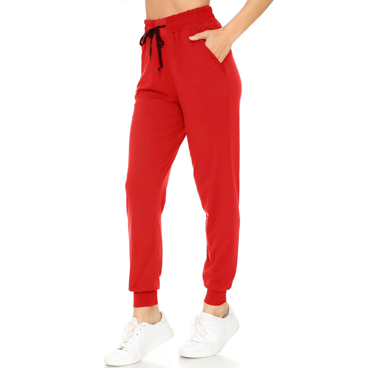 Wholesale Buttery Smooth Solid Basic Red Joggers - EEVEE