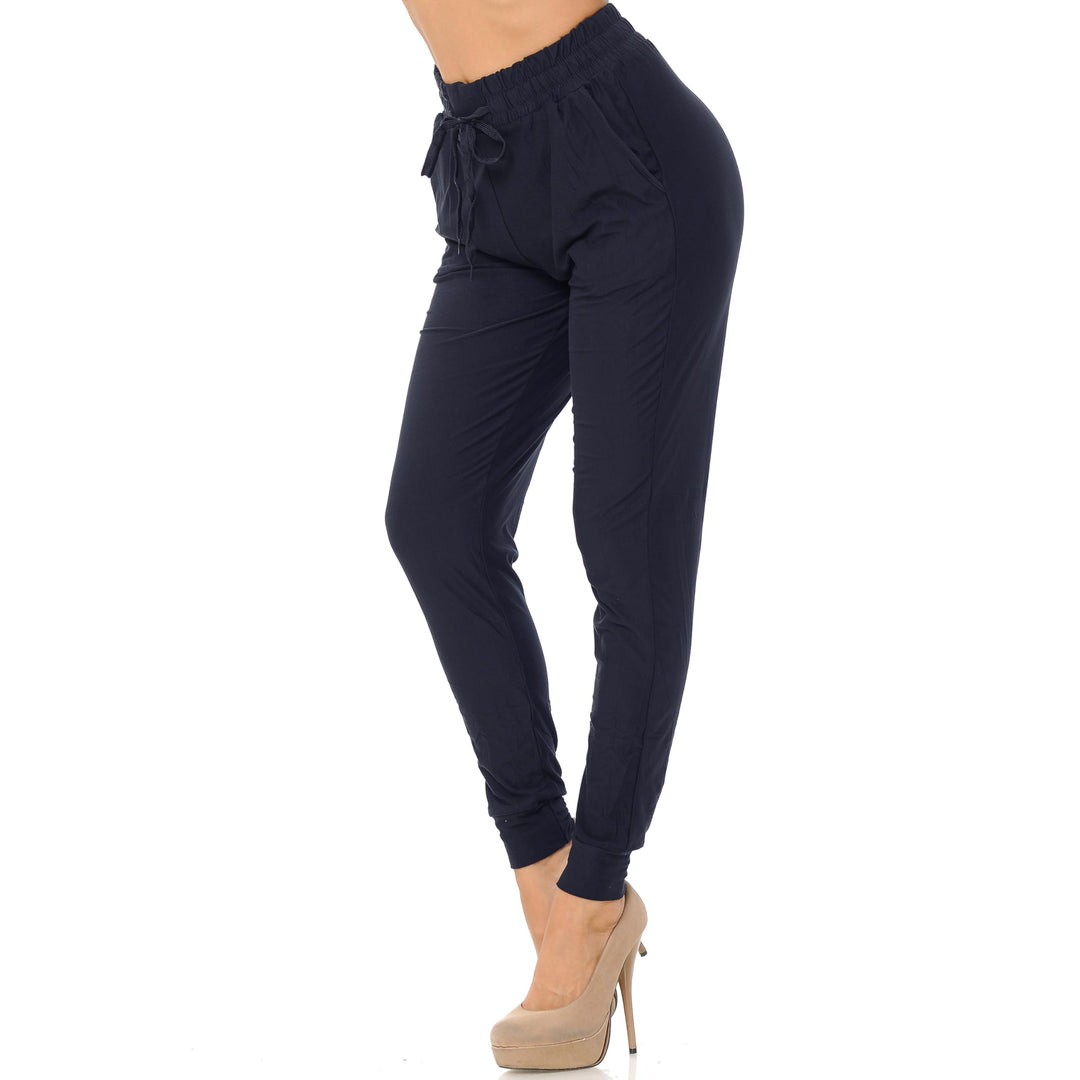 Wholesale Buttery Smooth Solid Basic Navy Joggers - EEVEE