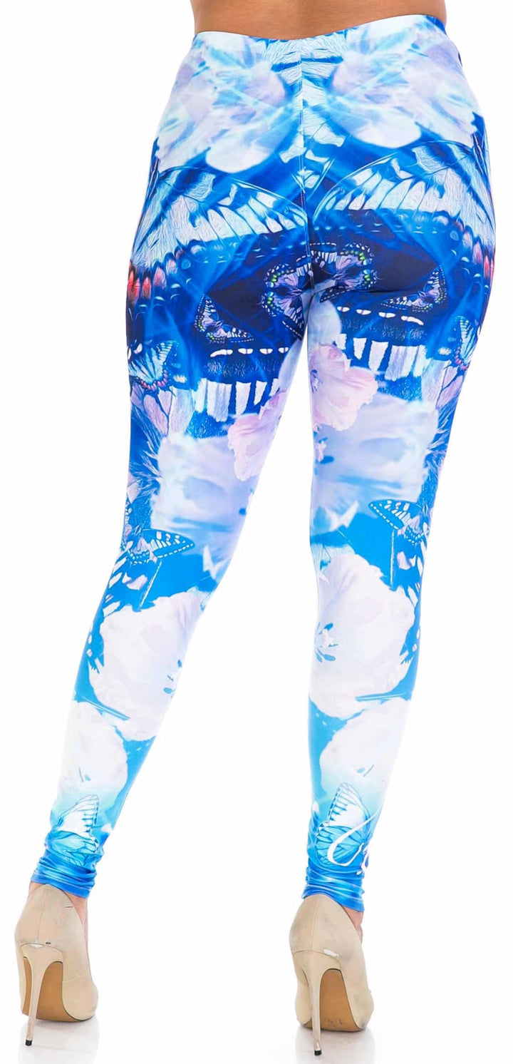 Wholesale Creamy Soft Reflecting Butterflies Extra Plus Size Leggings - USA Fashion