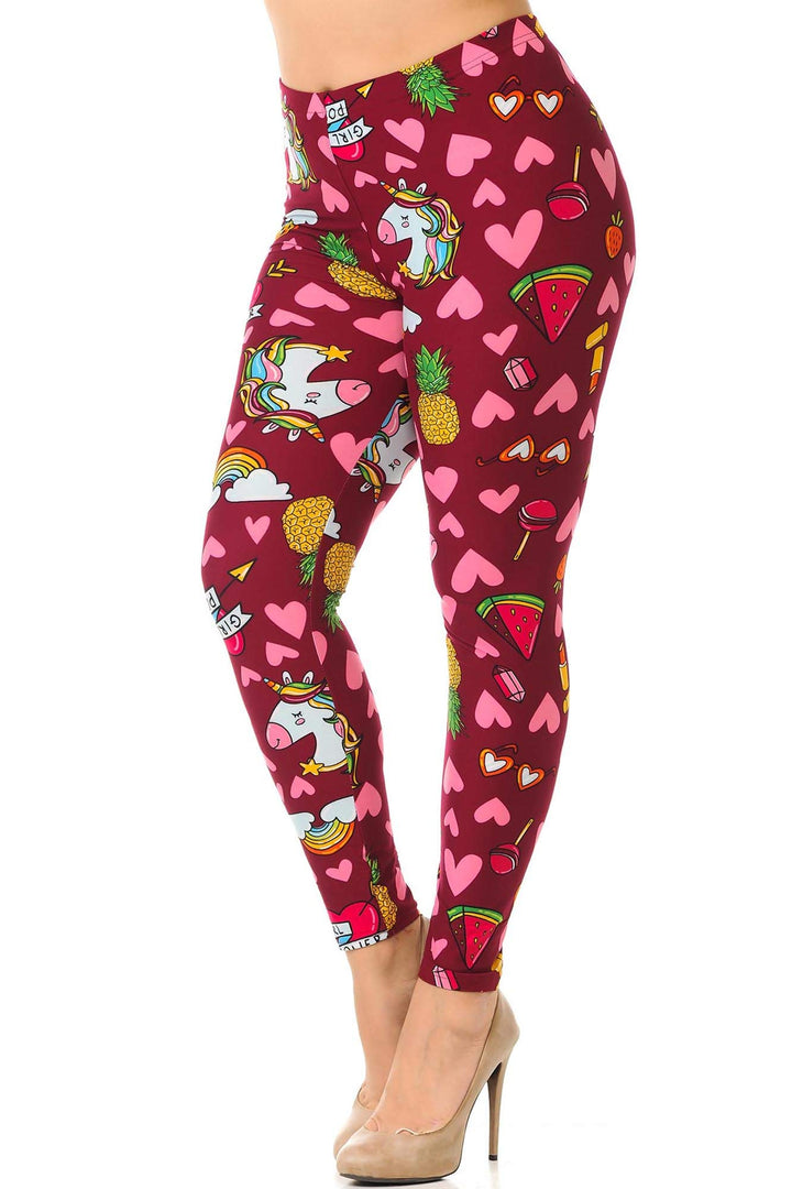 Wholesale Buttery Soft Hearts and Unicorns Plus Size Leggings