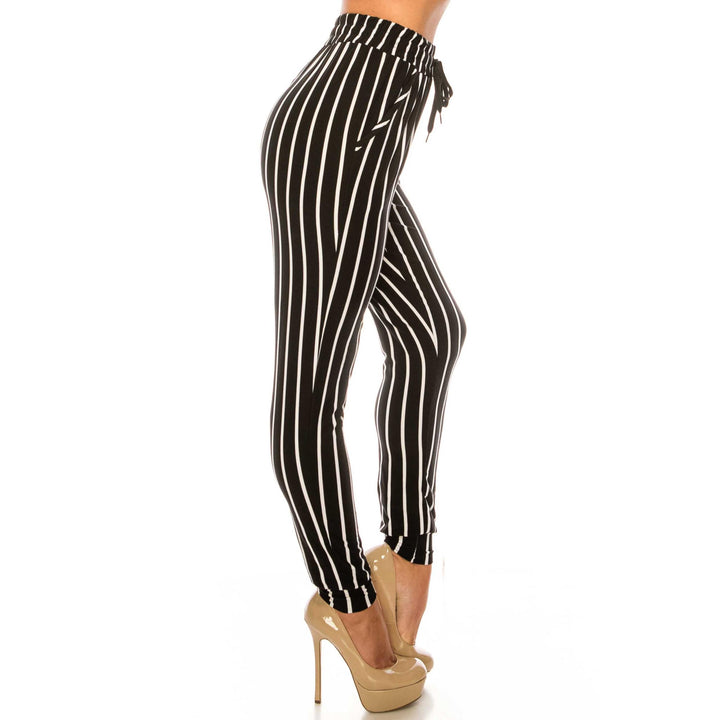 Wholesale Buttery Smooth Vertical Black Pinstripe Joggers
