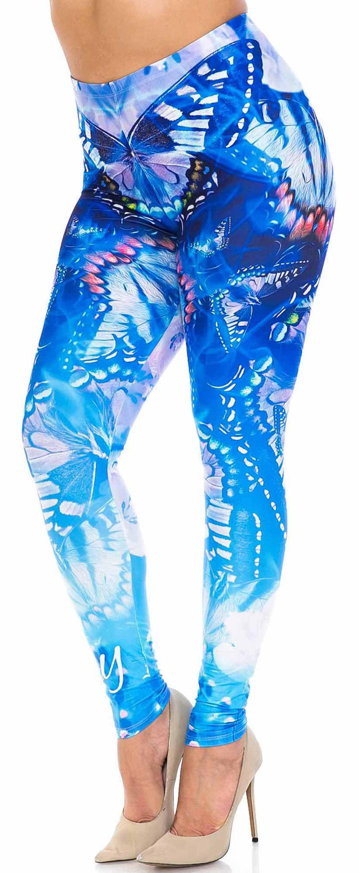 Wholesale Creamy Soft Reflecting Butterflies Plus Size Leggings - USA Fashion