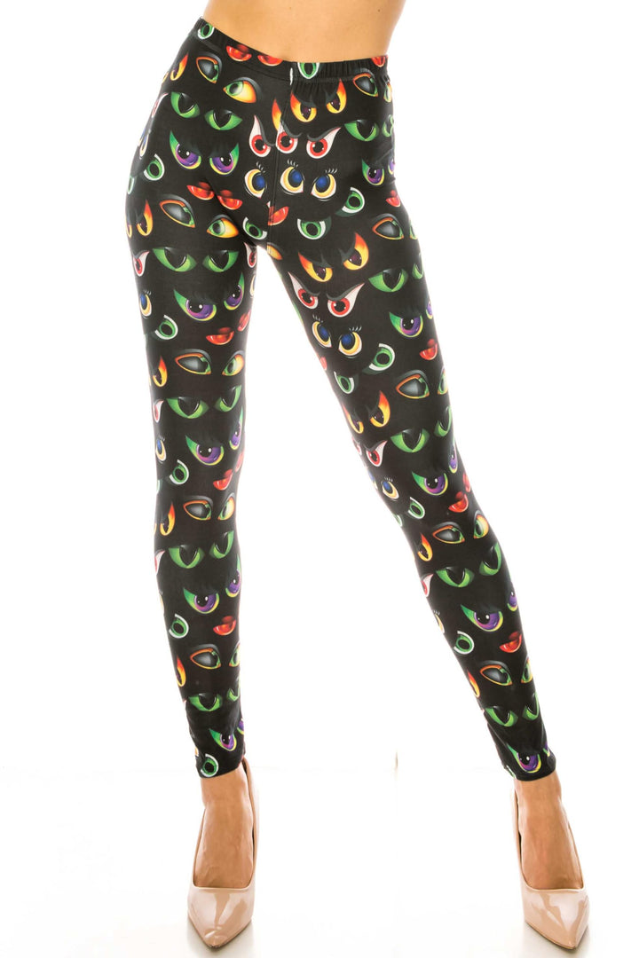 Wholesale Creamy Soft Evil Cartoon Eyes Kids Leggings - USA Fashion