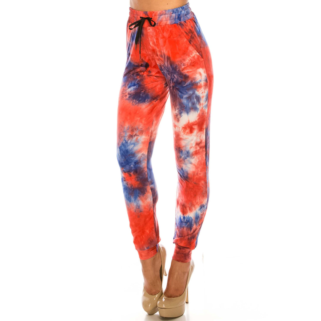 Wholesale Buttery Smooth Red and Blue Tie Dye Joggers