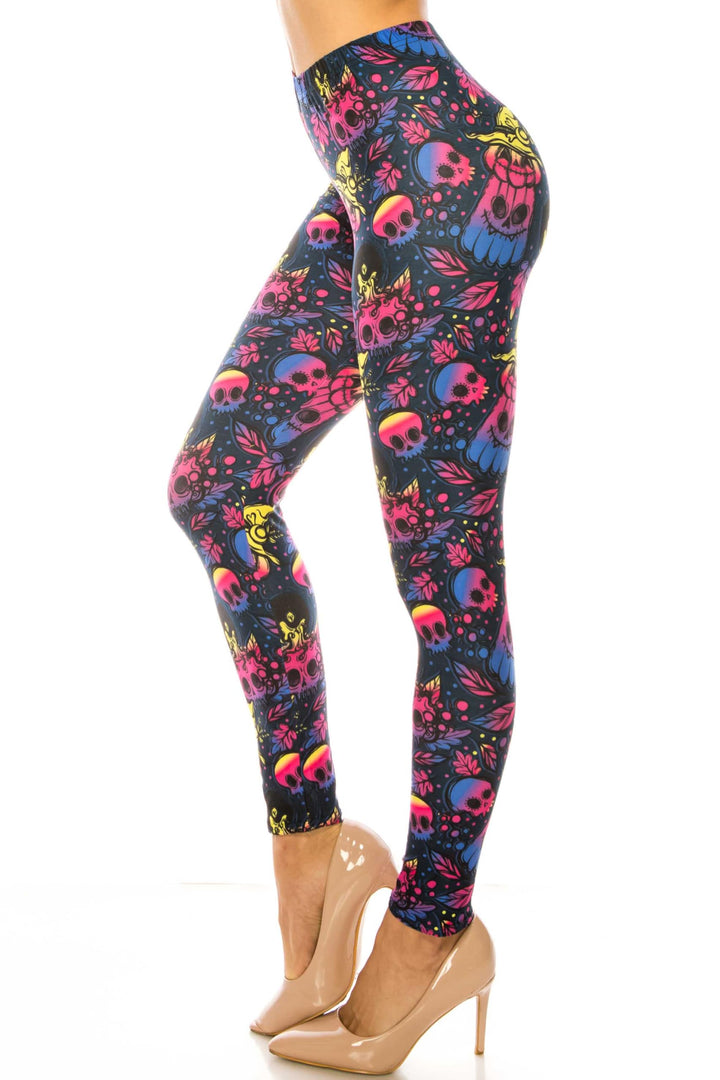 Wholesale Creamy Soft Autumn Ombre Skulls Kids Leggings - USA Fashion