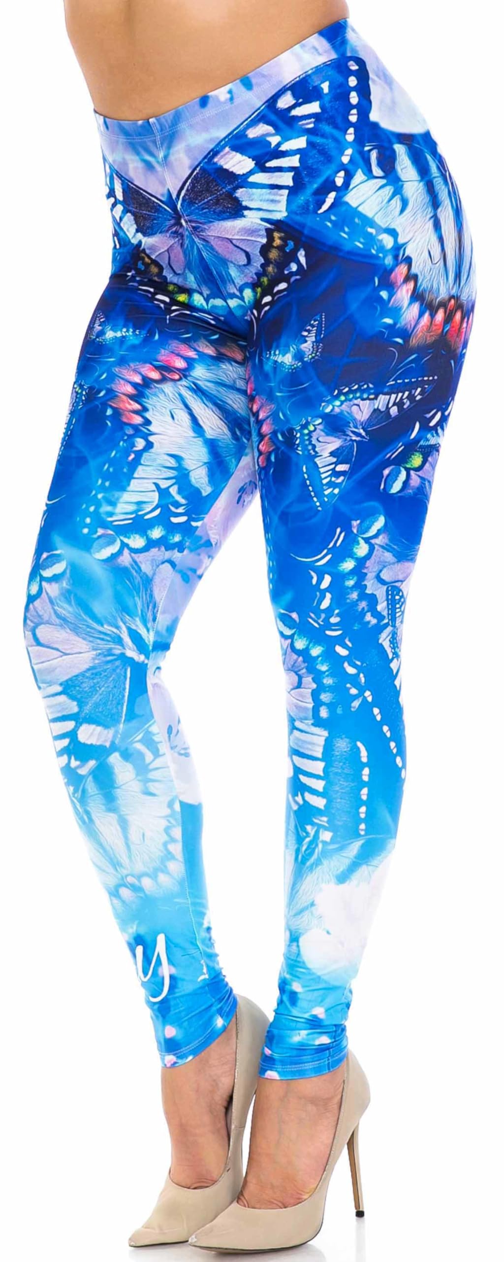 Wholesale Creamy Soft Reflecting Butterflies Extra Plus Size Leggings - USA Fashion