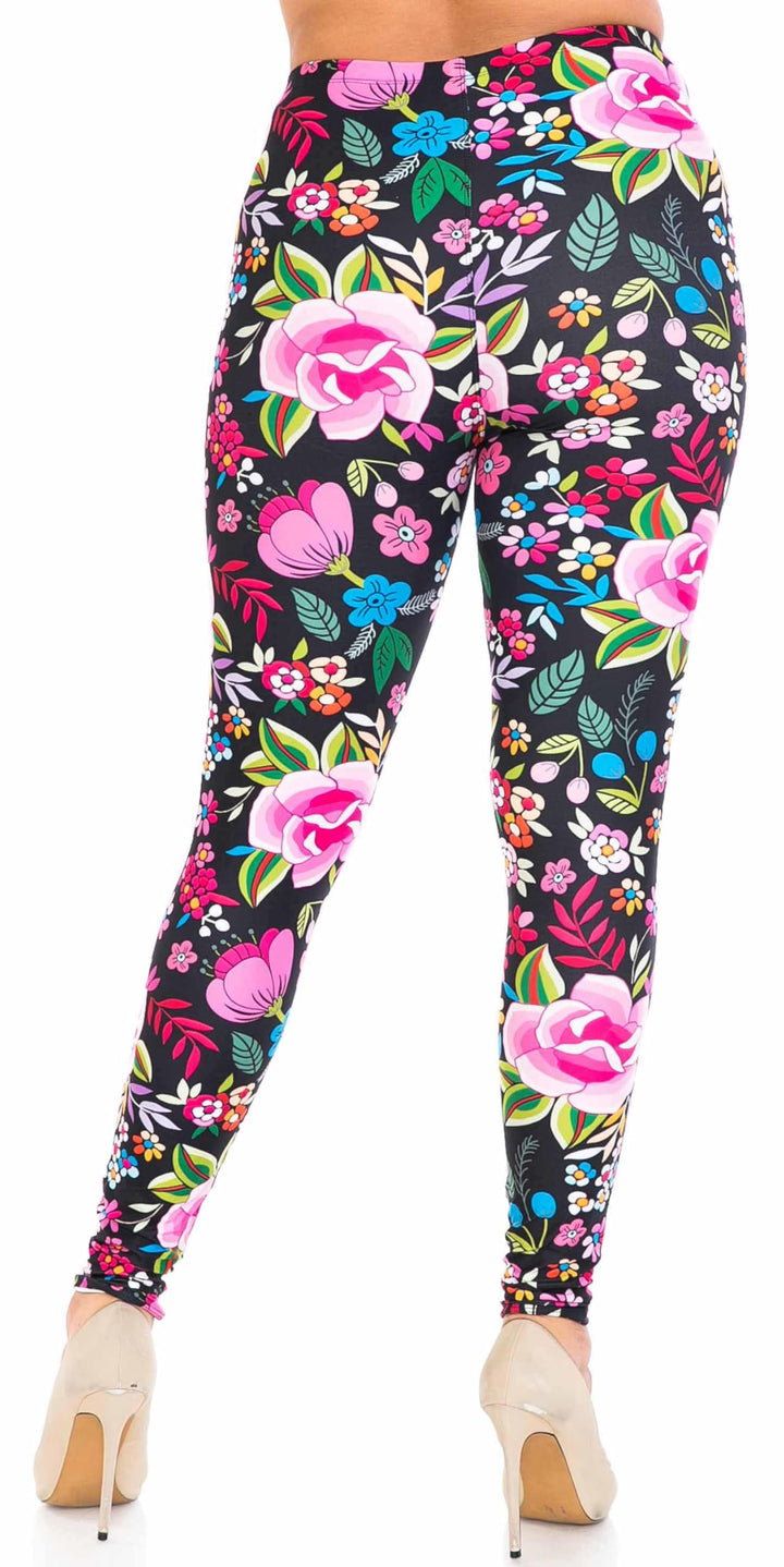 Wholesale Creamy Soft Floral Oasis Extra Plus Size Leggings - 3X-5X - USA Fashion