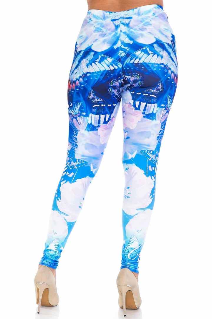 Wholesale Creamy Soft Reflecting Butterflies Plus Size Leggings - USA Fashion