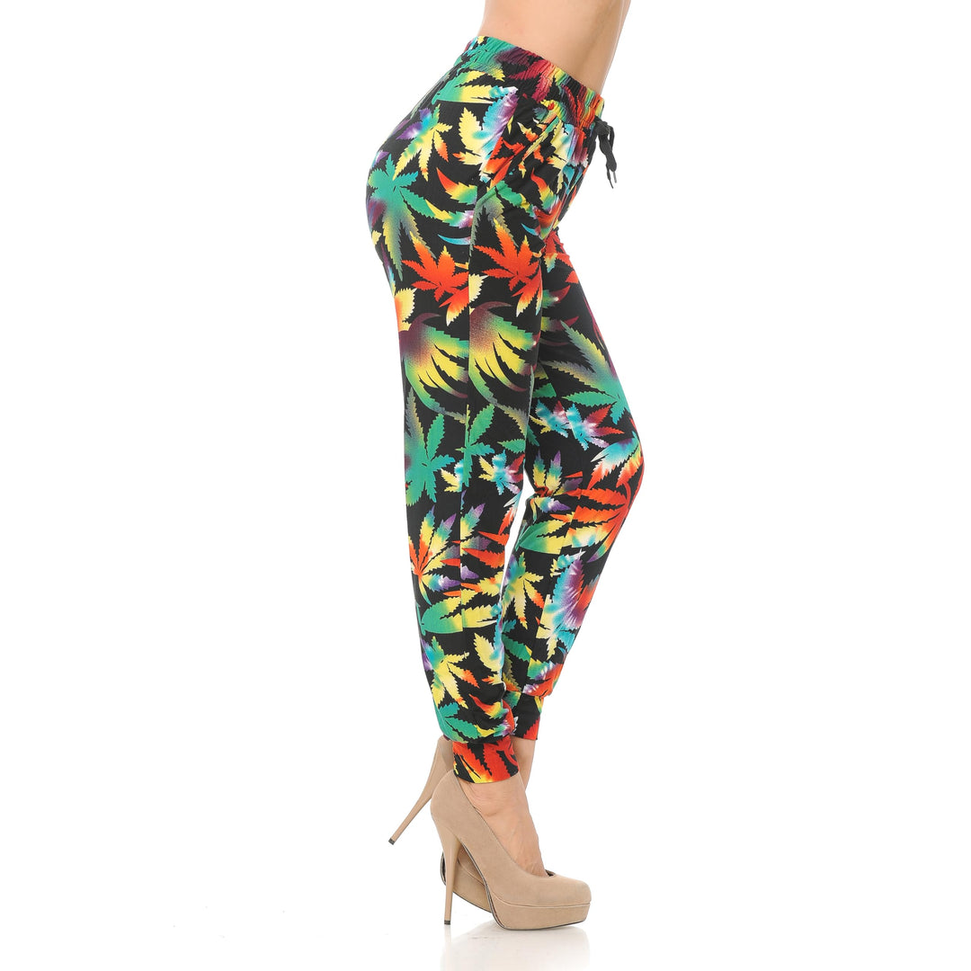 Wholesale Buttery Smooth Rainbow Marijuana Joggers