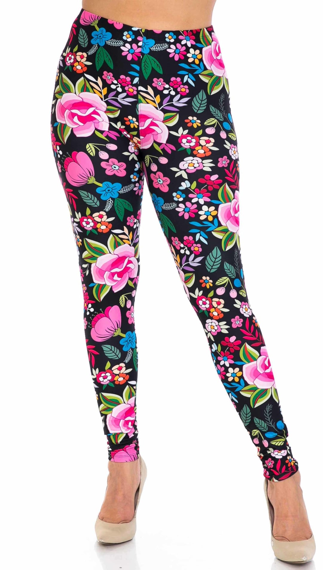 Wholesale Creamy Soft Floral Oasis Extra Plus Size Leggings - 3X-5X - USA Fashion