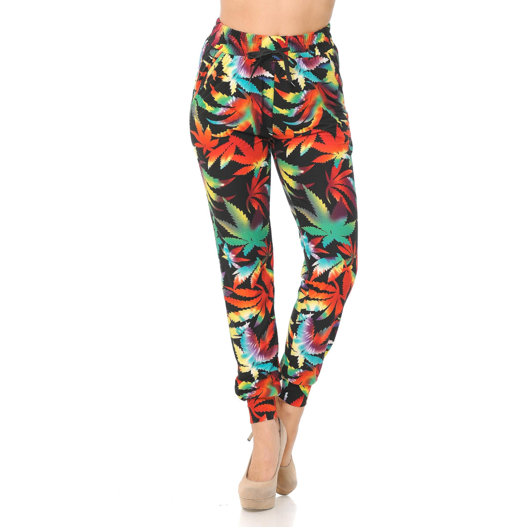 Wholesale Buttery Smooth Rainbow Marijuana Joggers