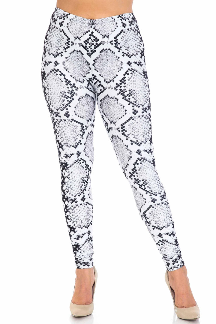 Wholesale Creamy Soft Ivory Python Extra Plus Size Leggings - 3X-5X - USA Fashion