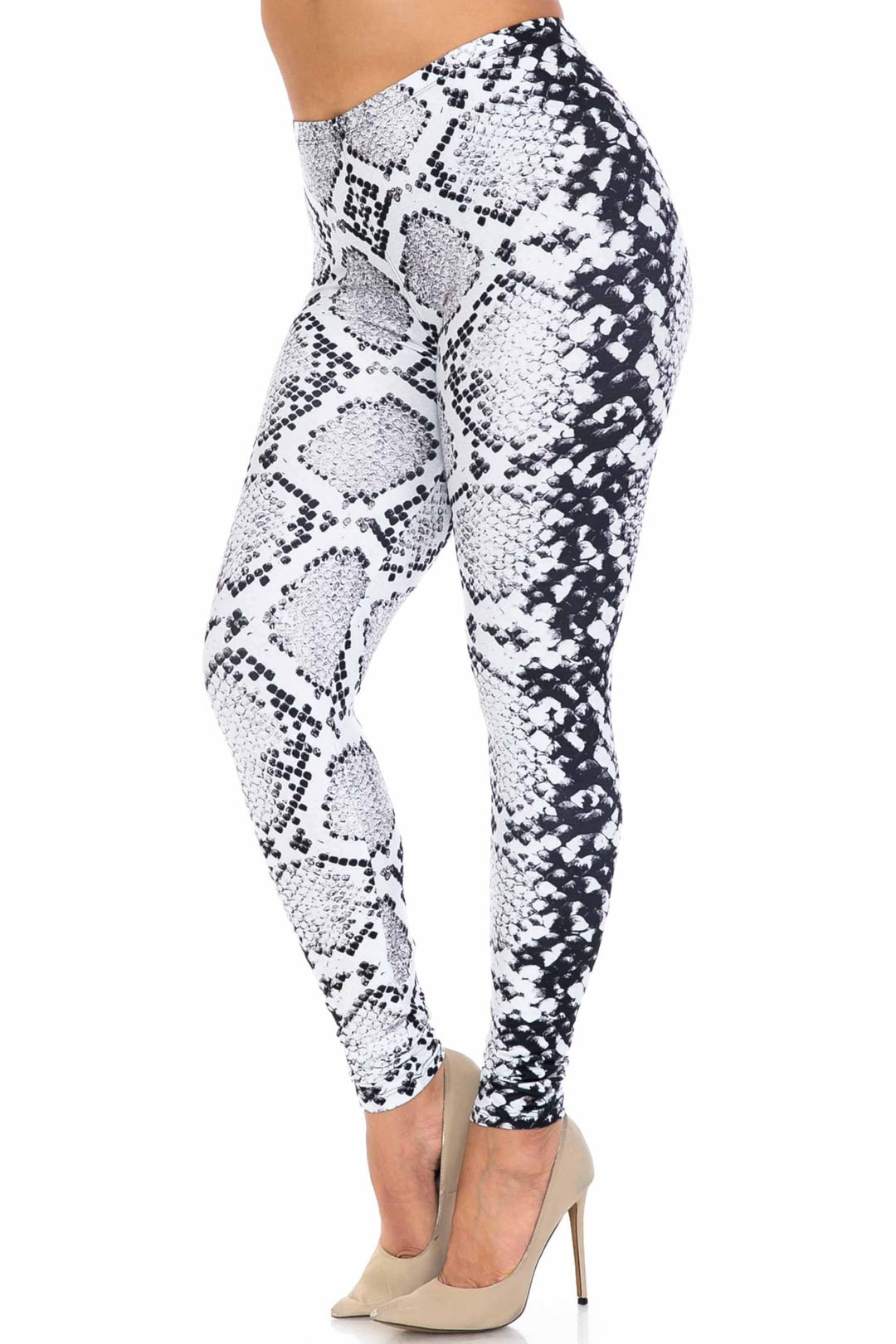 Wholesale Creamy Soft Ivory Python Extra Plus Size Leggings - 3X-5X - USA Fashion