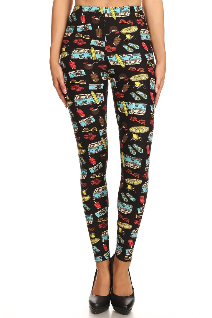 Wholesale Buttery Smooth Hippy Van Summer Holiday Plus Size Leggings