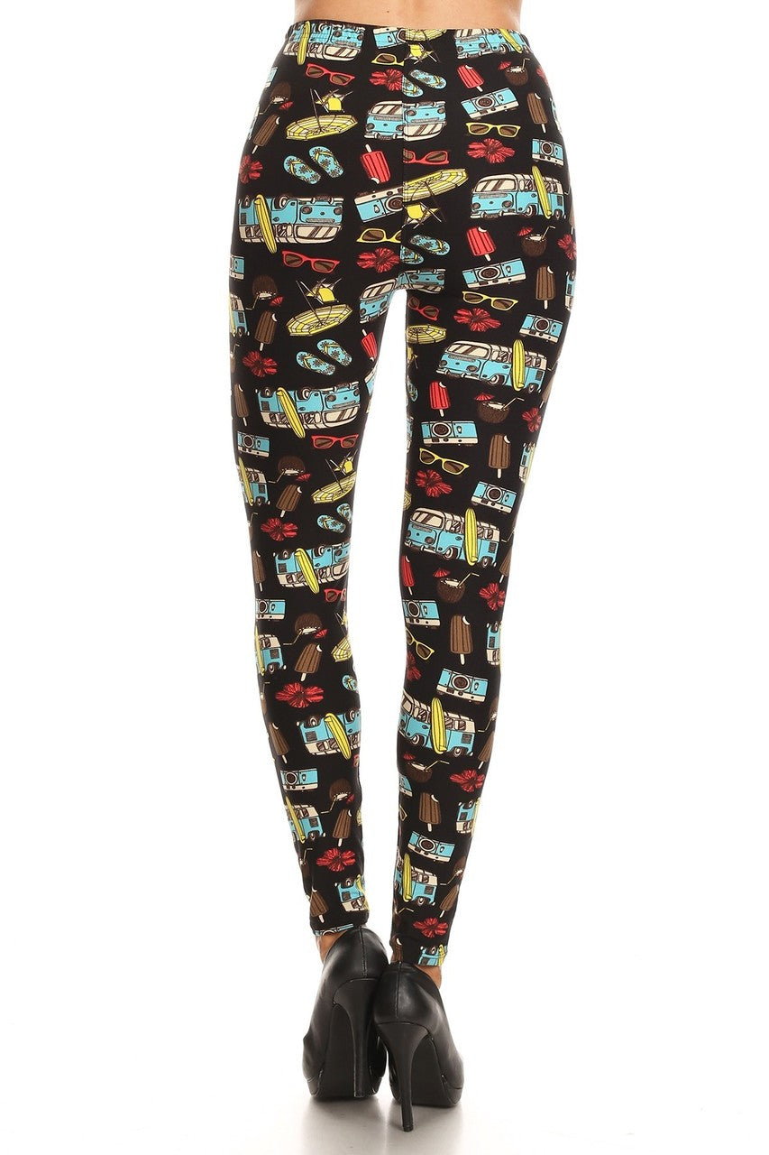 Wholesale Buttery Smooth Hippy Van Summer Holiday Plus Size Leggings