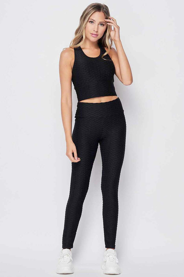 Wholesale 2 Piece Scrunch Butt Leggings and Crop Top Set - Plus Size