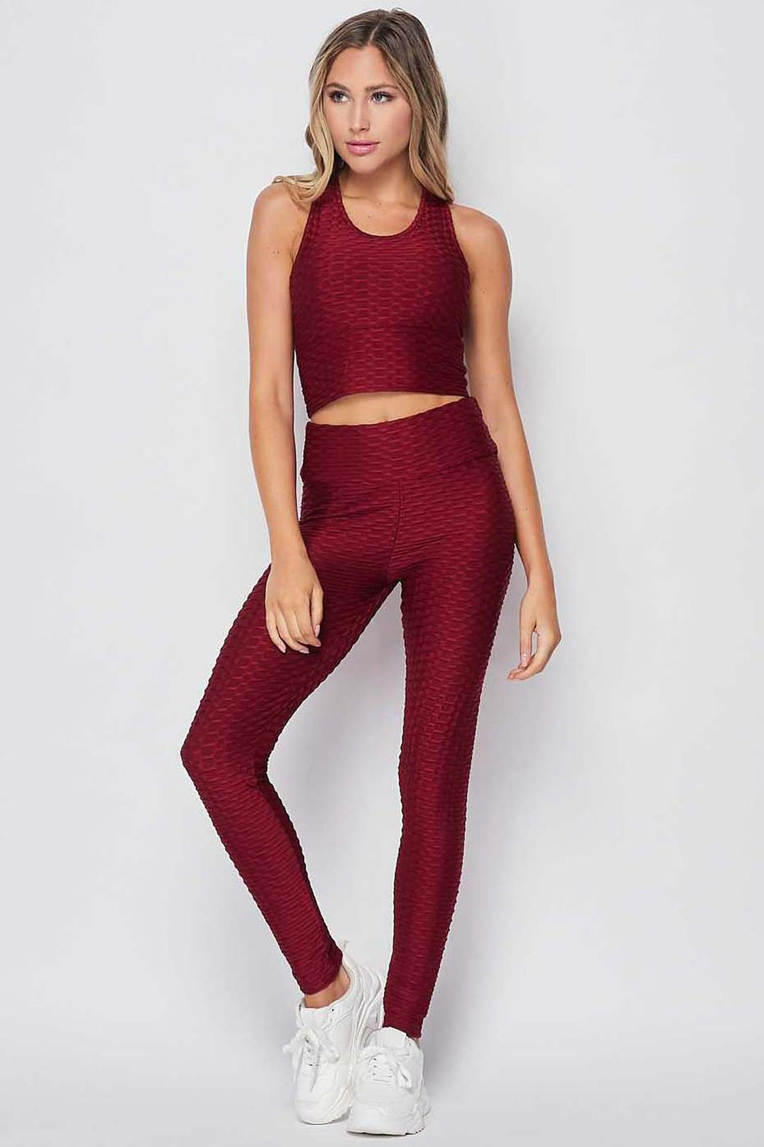 Wholesale 2 Piece Scrunch Butt Leggings and Crop Top Set - Plus Size