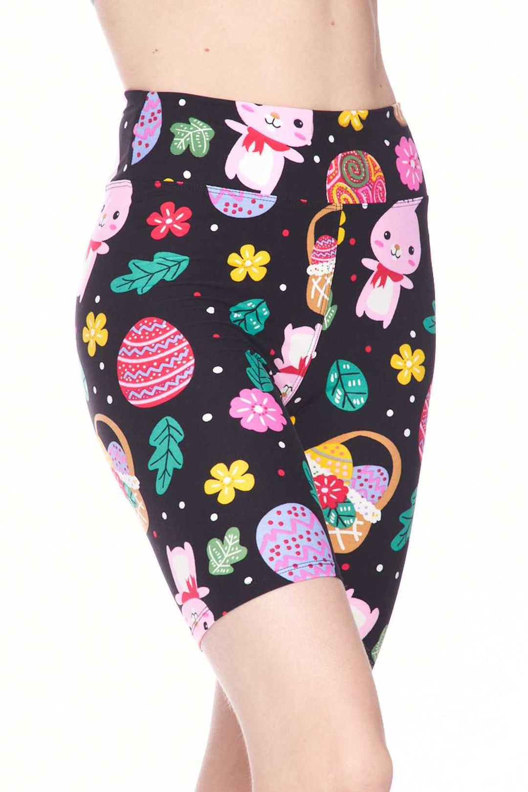 Wholesale Buttery Smooth Cute Bunnies and Easter Egg Plus Size Shorts - 3 Inch