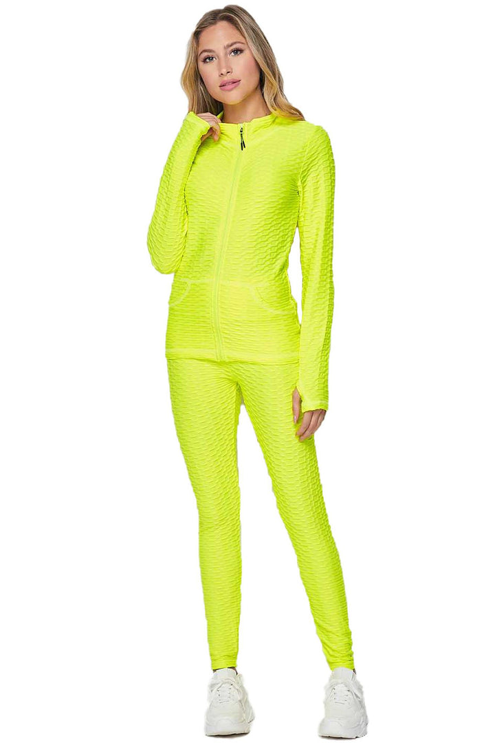 Wholesale 2 Piece Brazilian Scrunch Butt Leggings and Jacket Set with Thumb Hole