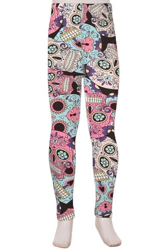 Wholesale Buttery Soft Pastel Sugar Skull Kids Leggings