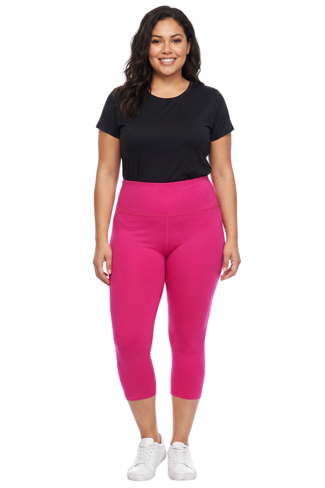 Wholesale Buttery Smooth Basic Solid High Waisted Plus Size Capris - 5 Inch - New Mix