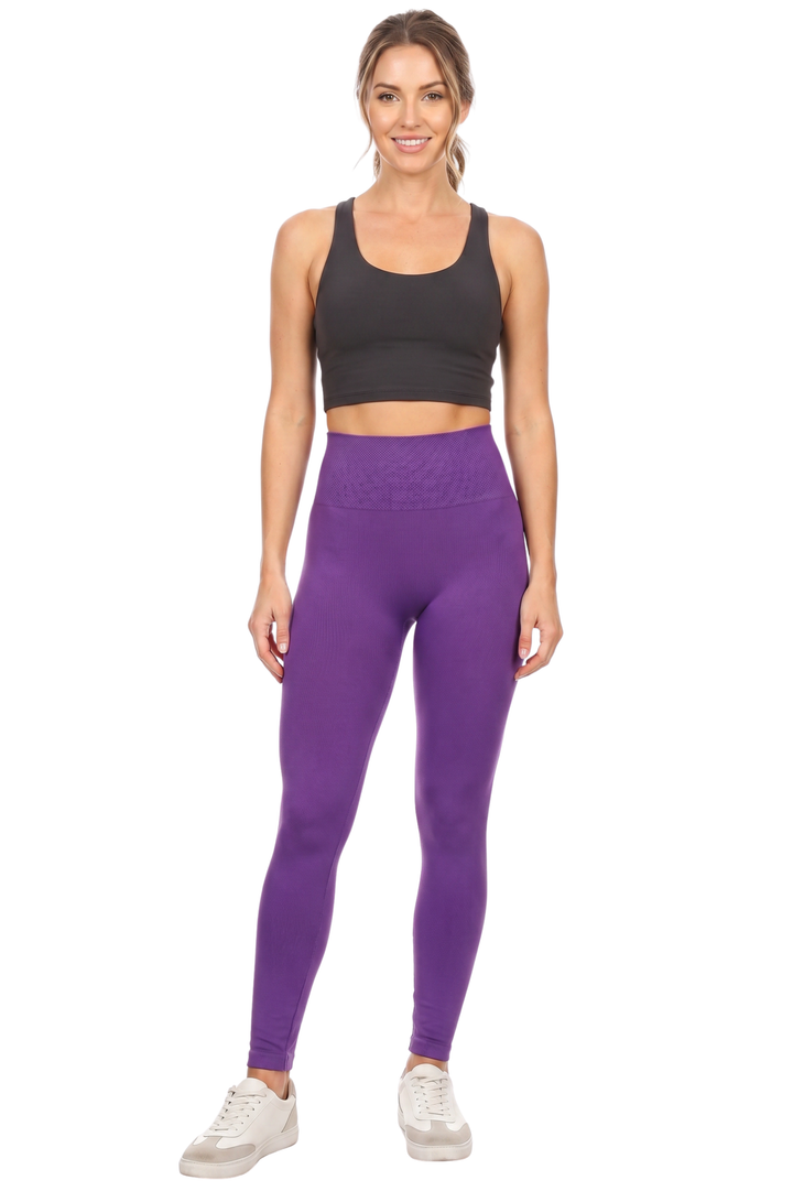 Wholesale Banded High Waist Fleece Lined Leggings - Plus Size