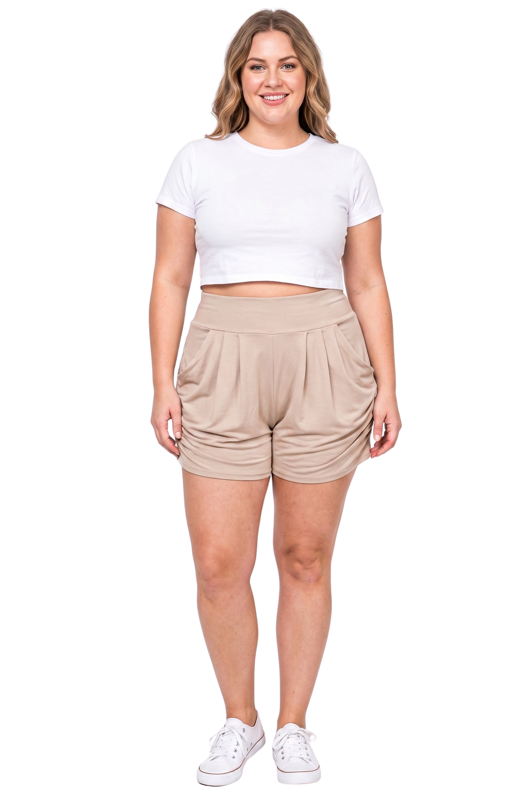 Wholesale Buttery Smooth Solid Basic Plus Size Harem Shorts