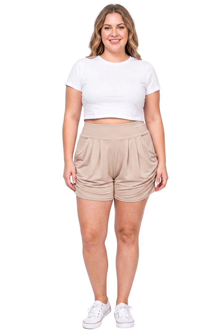 Wholesale Buttery Smooth Solid Basic Plus Size Harem Shorts
