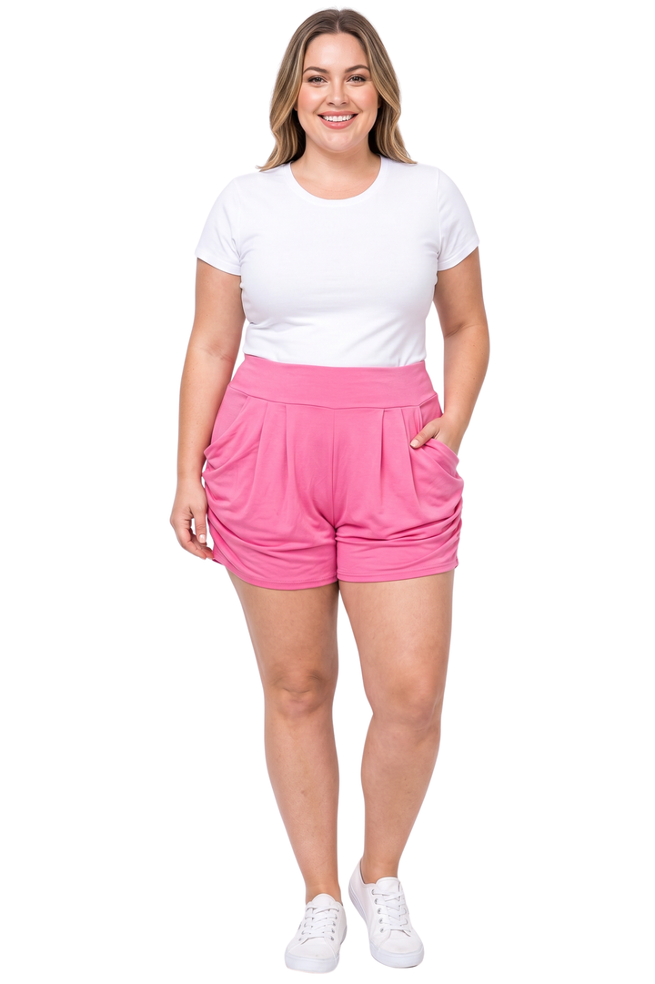 Wholesale Buttery Smooth Solid Basic Plus Size Harem Shorts