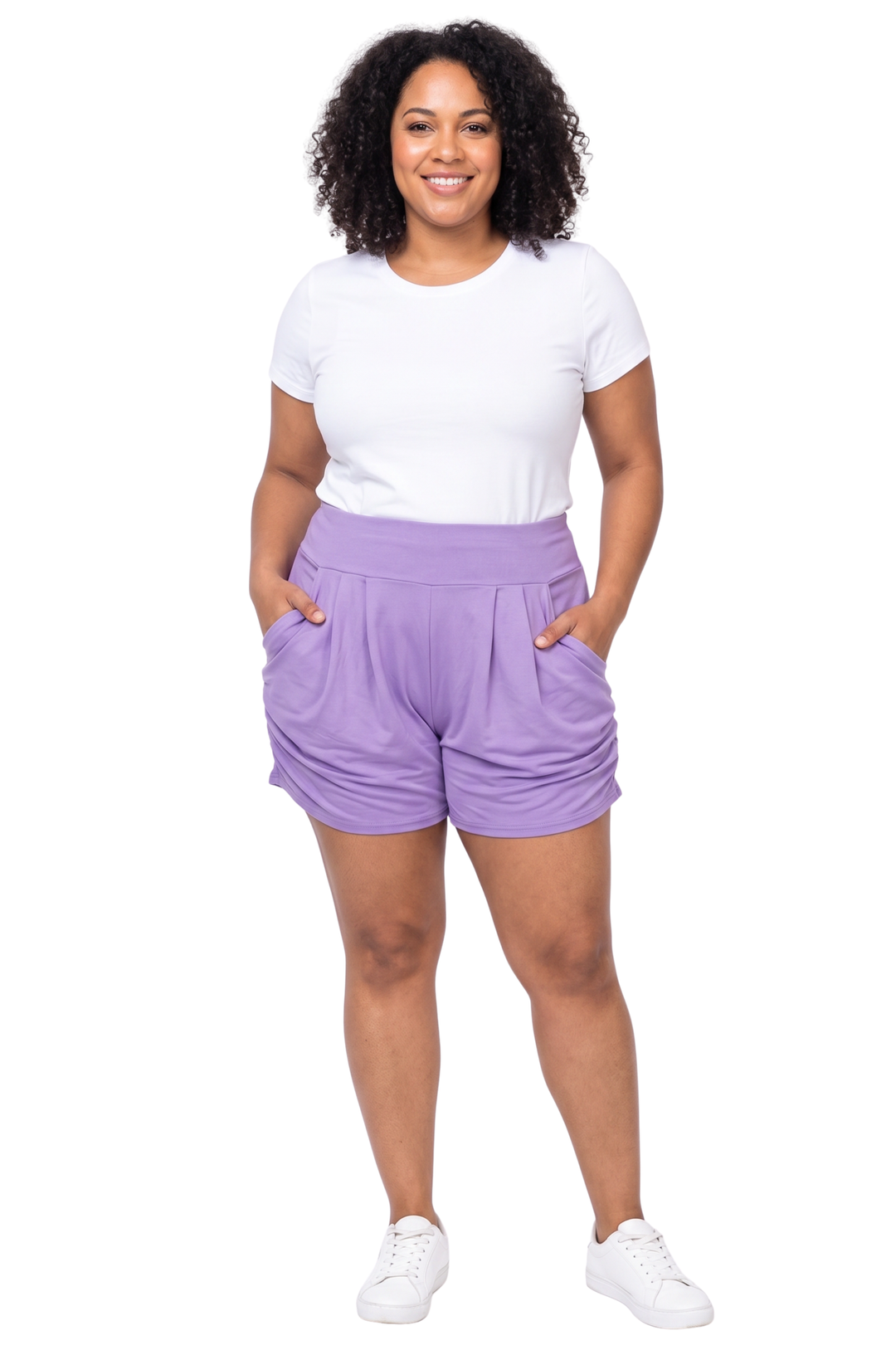 Wholesale Buttery Smooth Solid Basic Plus Size Harem Shorts