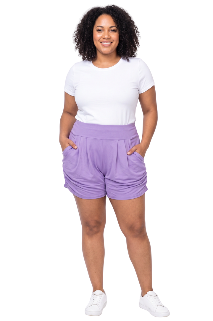 Wholesale Buttery Smooth Solid Basic Plus Size Harem Shorts