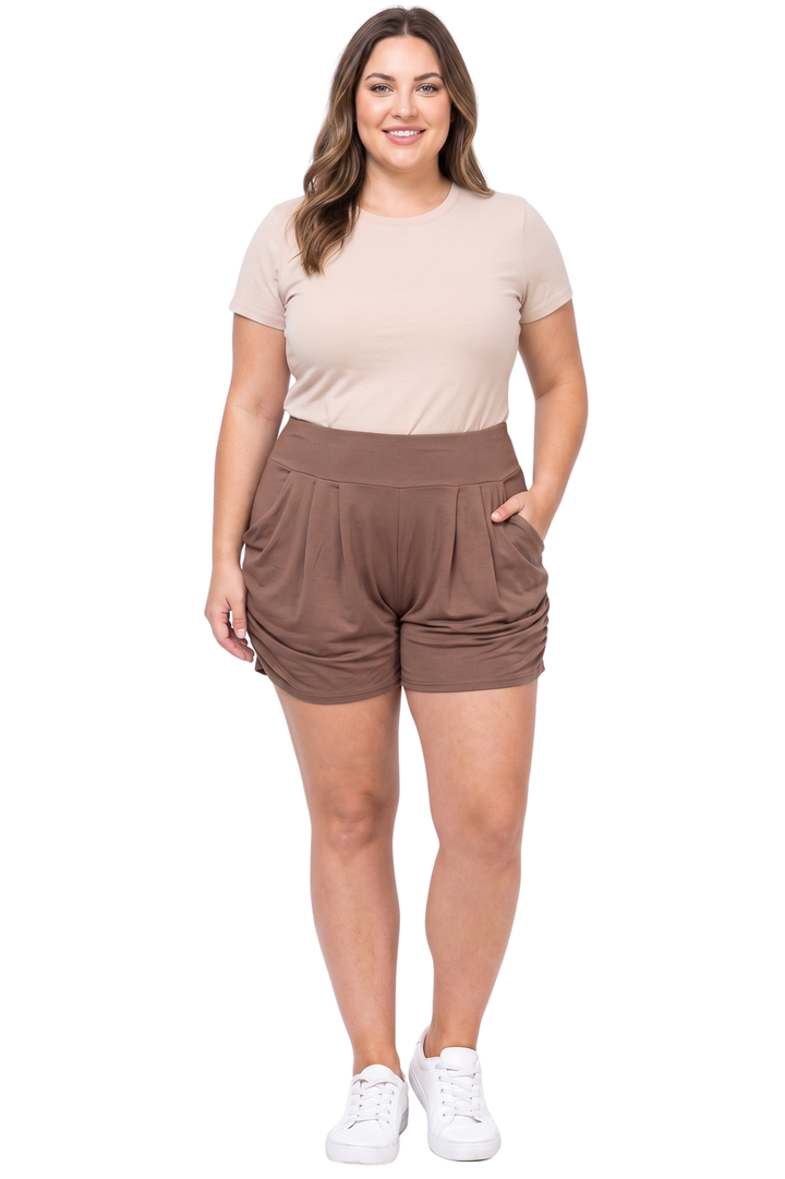 Wholesale Buttery Smooth Solid Basic Plus Size Harem Shorts