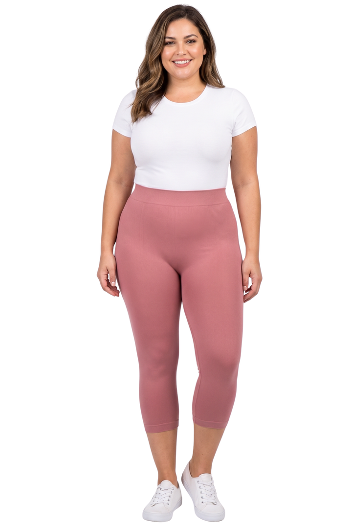 Wholesale Premium Nylon Spandex Solid Basic Plus Size Capris