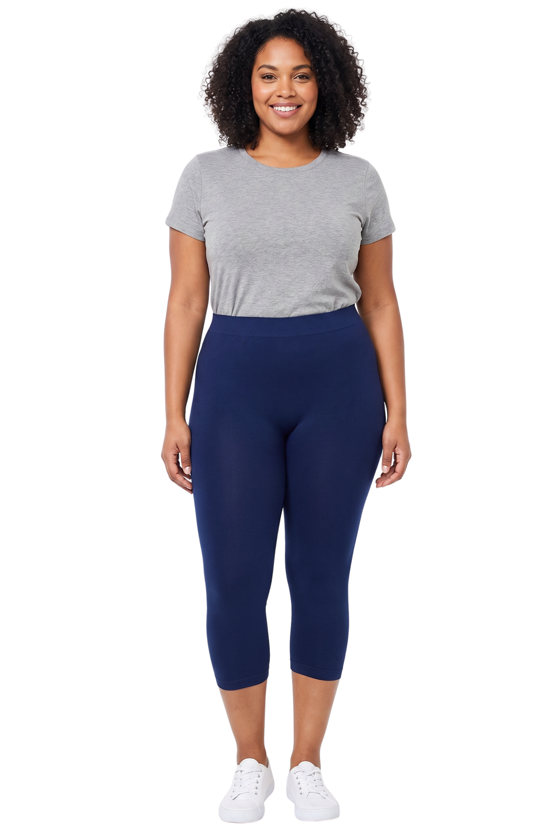 Wholesale Premium Nylon Spandex Solid Basic Plus Size Capris