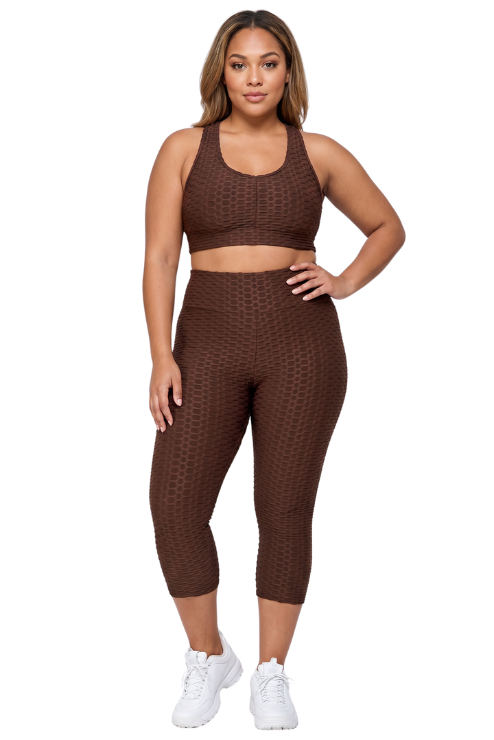 Wholesale Scrunch Butt Textured High Waisted Plus Size Capris