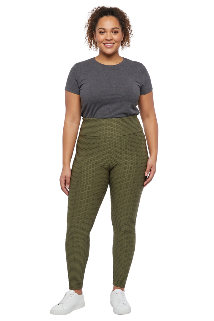 Wholesale Scrunch Butt Textured High Waisted Plus Size Leggings with Pockets