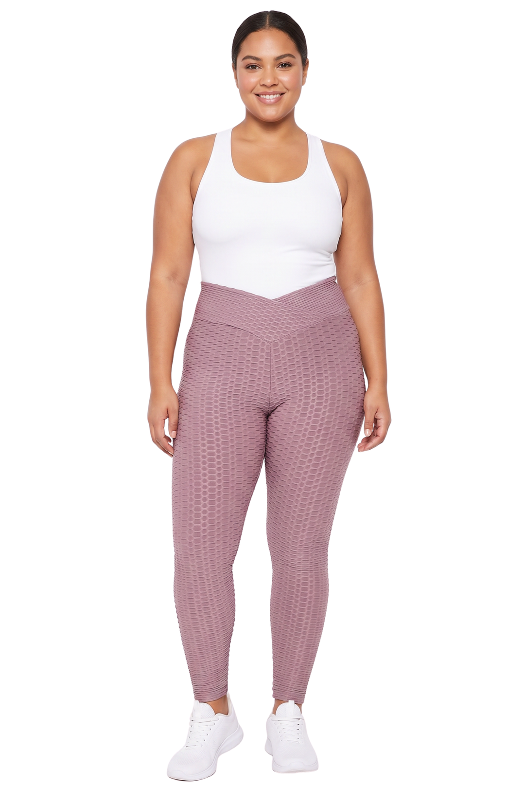 Wholesale Scrunch Butt Textured V-Waist High Waisted Plus Size Leggings with Pockets
