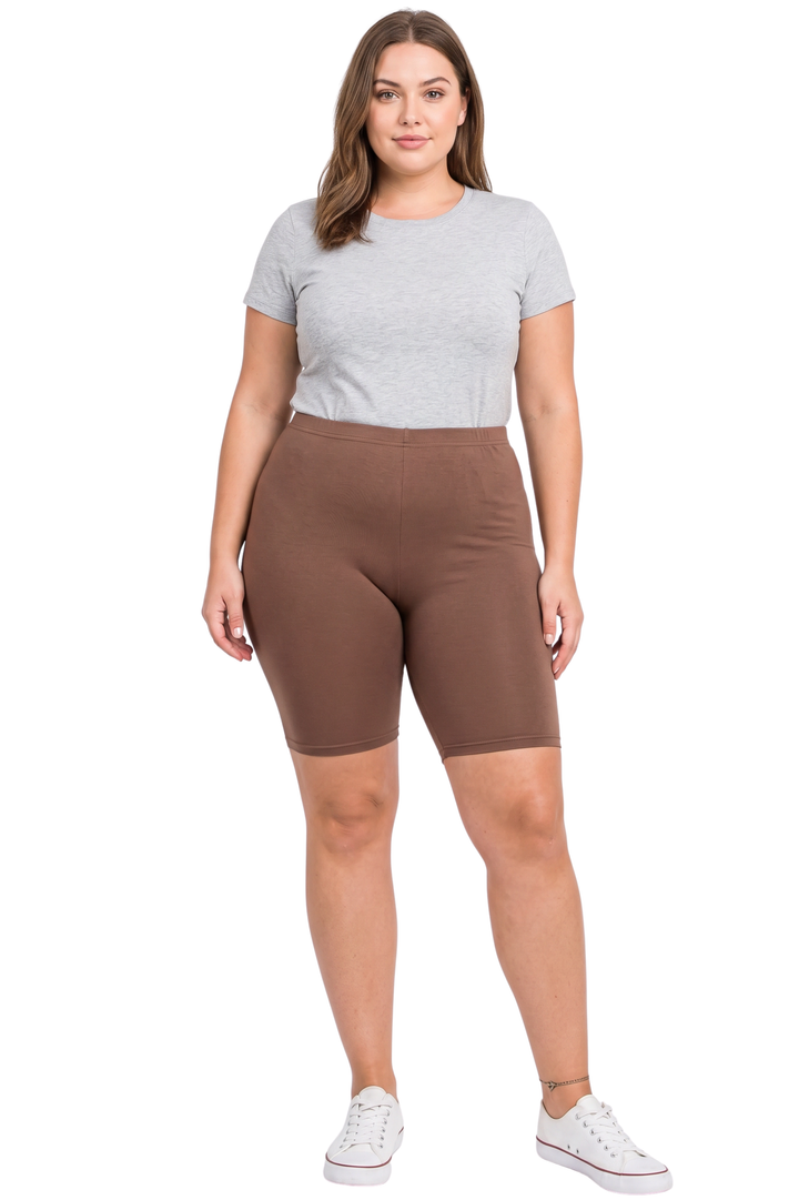 Wholesale Buttery Smooth Basic Solid Extra Plus Size Biker Shorts - 3X-5X - USA Fashion
