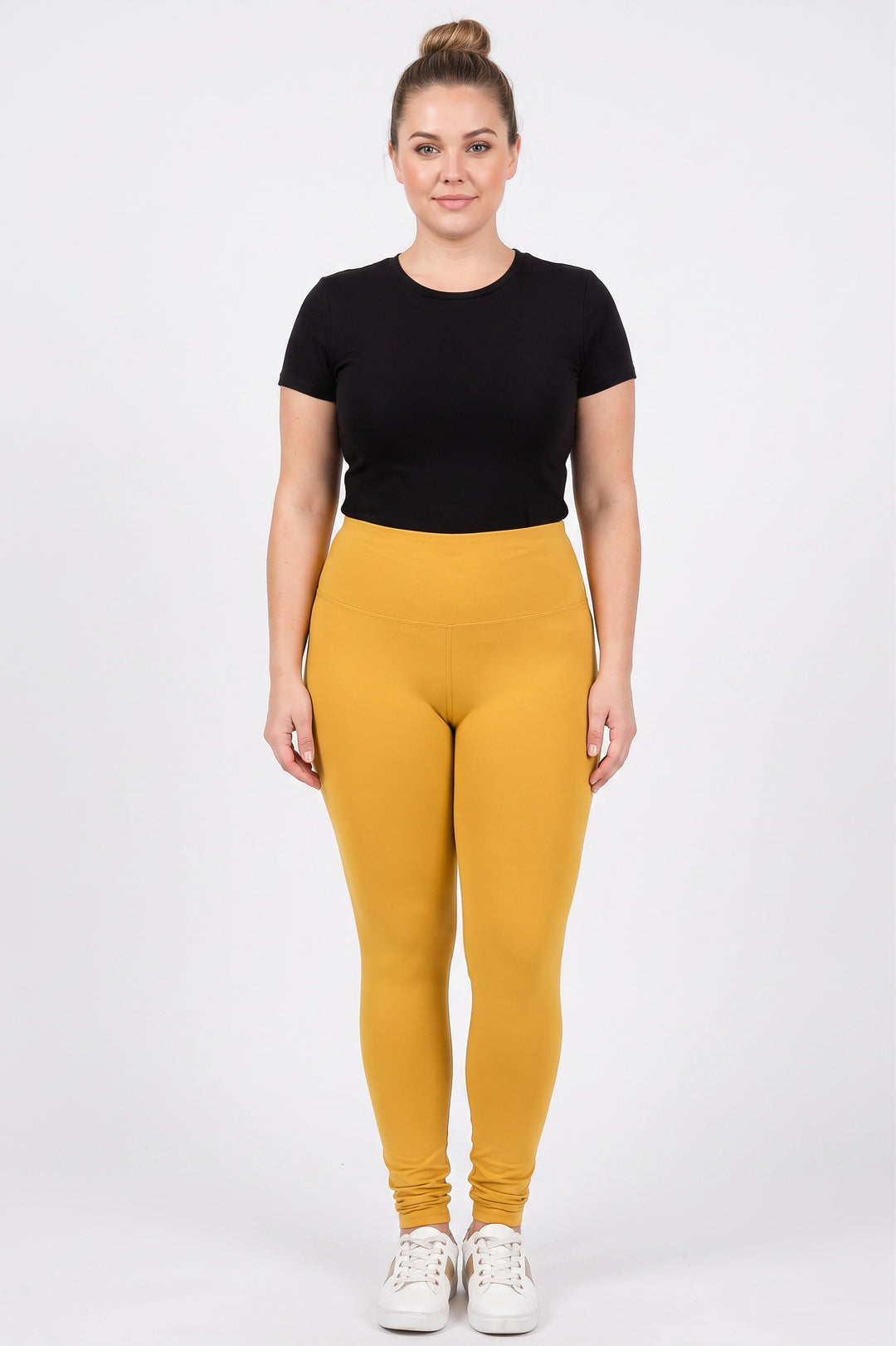 Wholesale Buttery Smooth Basic Solid High Waisted Plus Size Leggings - 5 Inch - New Mix