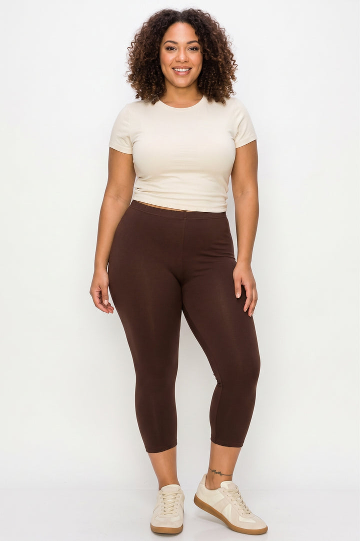 Wholesale Buttery Smooth Basic Solid Extra Plus Size Capris - 3X-5X - USA Fashion