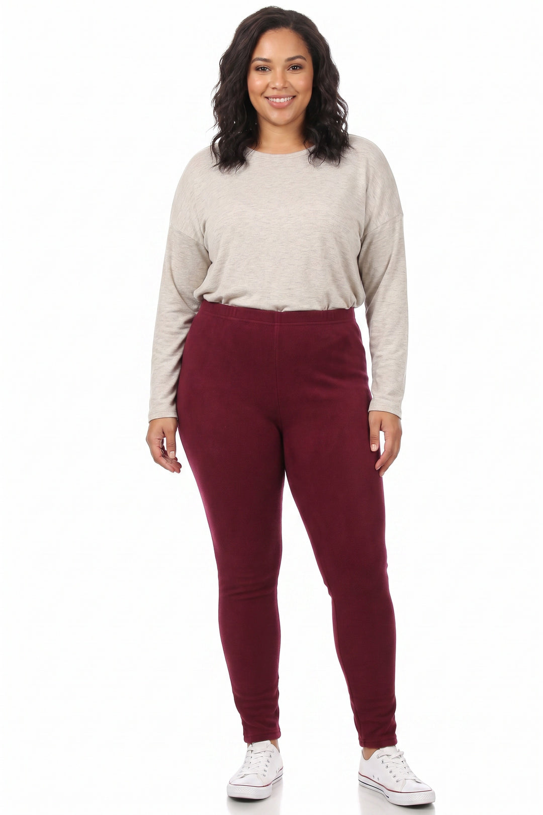 Wholesale Warm Solid Fur Lined Plus Size Leggings