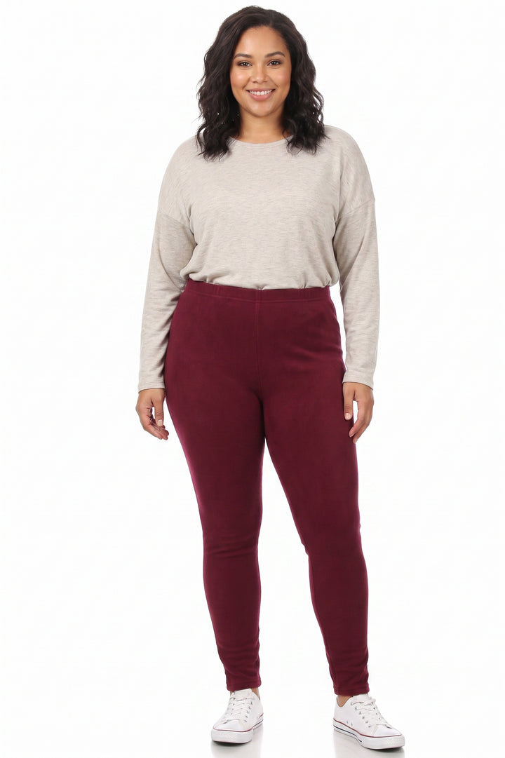 Wholesale Warm Solid Fur Lined Plus Size Leggings