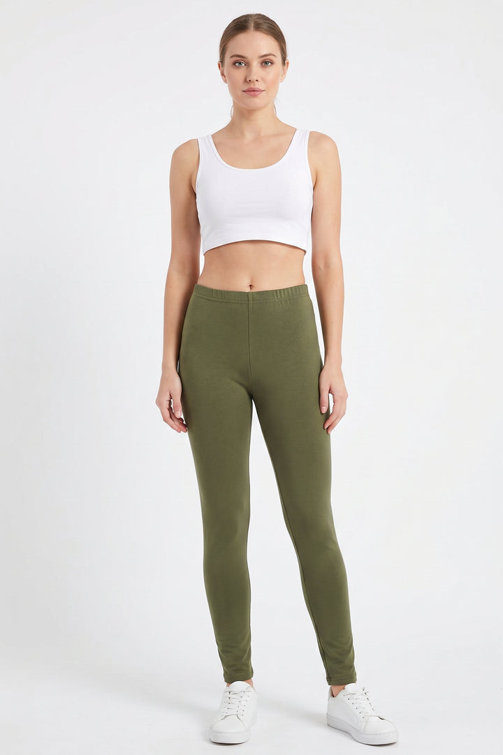 Wholesale Solid Warm Fur Lined Leggings