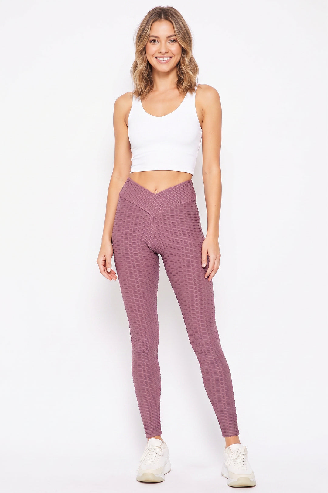 Wholesale Scrunch Butt Textured V-Waist High Waisted Leggings